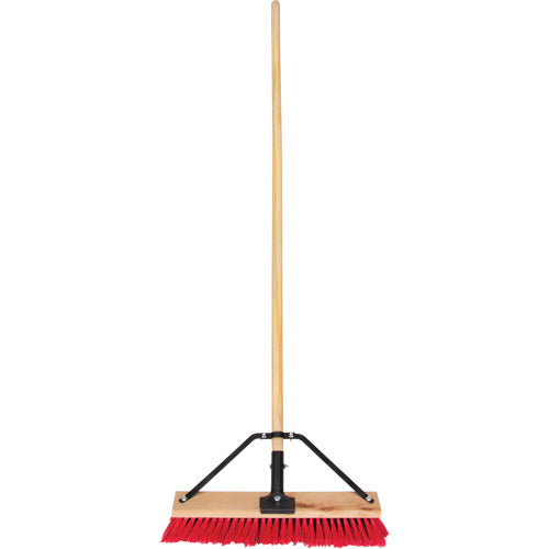 Push Broom with Braced Handle, 18", Medium, PVC Bristles
