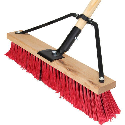 Push Broom with Braced Handle, 18", Medium, PVC Bristles