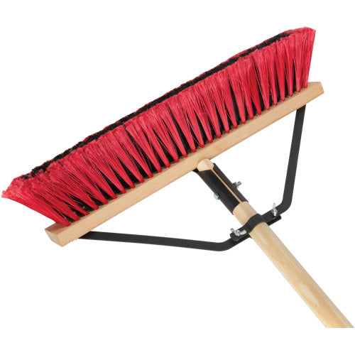 Push Broom with Braced Handle, 18", Medium, PVC Bristles
