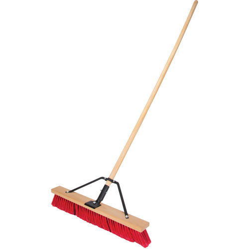 Push Broom with Braced Handle, 24", Medium, PVC Bristles