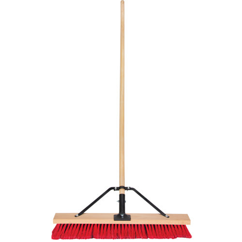 Push Broom with Braced Handle, 24", Medium, PVC Bristles