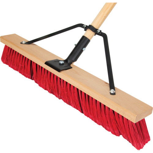 Push Broom with Braced Handle, 24", Medium, PVC Bristles