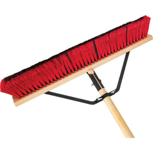 Push Broom with Braced Handle, 24", Medium, PVC Bristles