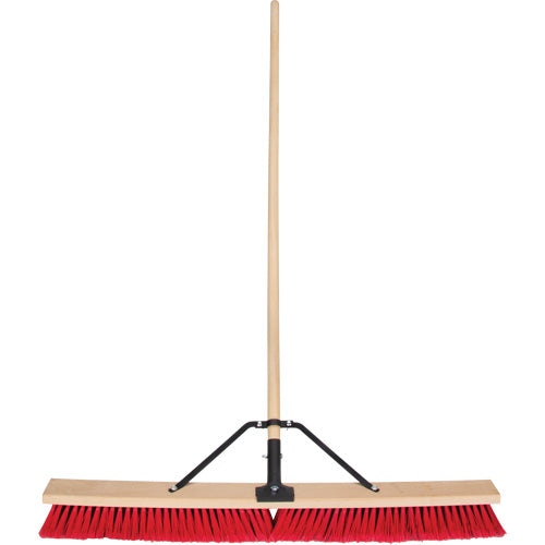 Push Broom with Braced Handle, 36", Medium, PVC Bristles