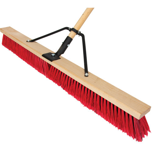 Push Broom with Braced Handle, 36", Medium, PVC Bristles