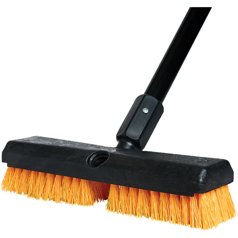 Brosse de nettoyage avec manche, 25,4 cm de long, poils en polypropylène, noir/rouge