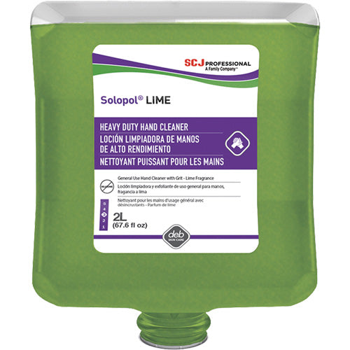 Solopol® Medium Heavy-Duty Hand Cleaner, Pumice, 2 L, Plastic Cartridge, Lime