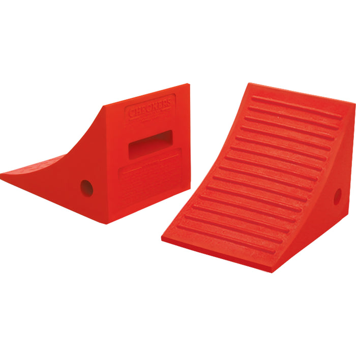 General Purpose Wheel Chocks, Polyurethane, Orange, 8" W x 11-1/4" D x 8-1/4" H