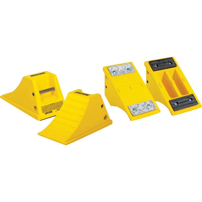 All-Terrain Heavy-Duty Wheel Chocks, Polyurethane, Yellow, 8-1/2" W x 15-1/2" D x 8-1/4" H