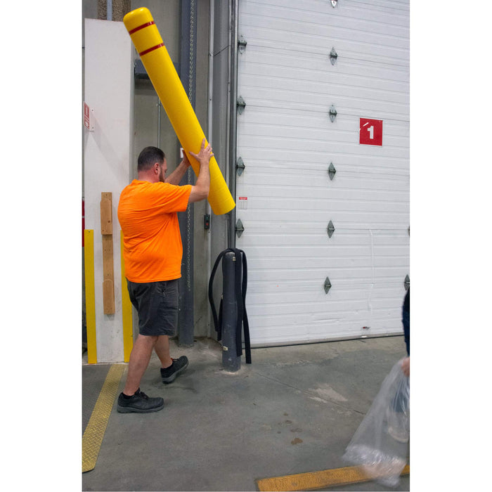 Polyethylene Bollard Cover, 4-1/2" Dia. x 64" L, Red/Yellow