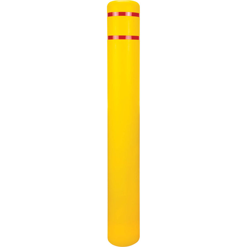 Cache-borne en polyéthylène, 16,5 cm de diamètre x 132 cm de longueur, rouge/jaune