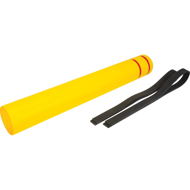 Cache-borne en polyéthylène, 16,5 cm de diamètre x 132 cm de longueur, rouge/jaune