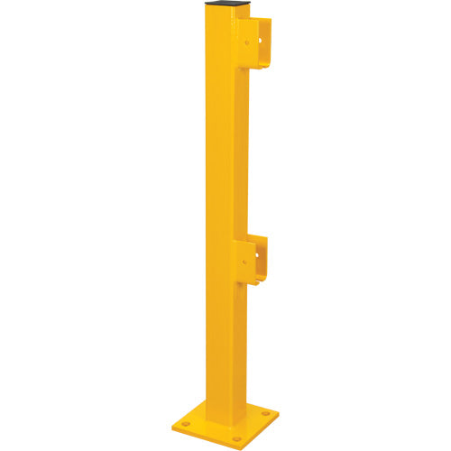 End Post for Light-Duty Guard Rails, Steel, 42" H, Safety Yellow