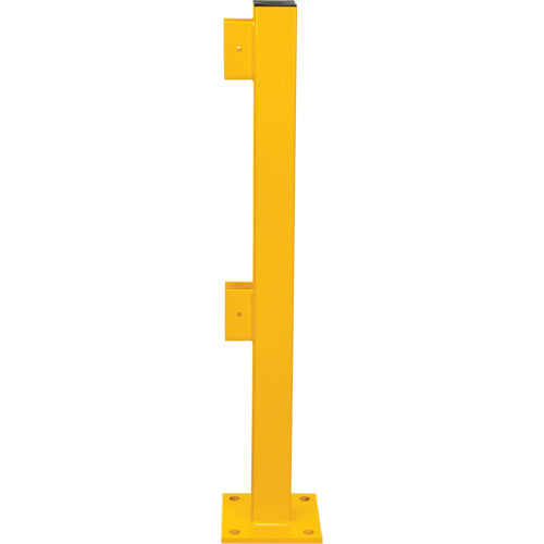 End Post for Light-Duty Guard Rails, Steel, 42" H, Safety Yellow