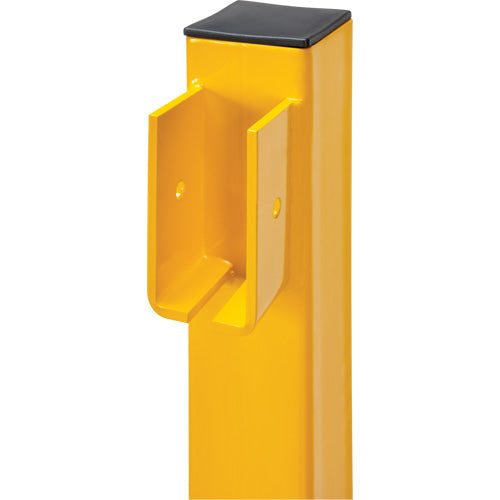 End Post for Light-Duty Guard Rails, Steel, 42" H, Safety Yellow