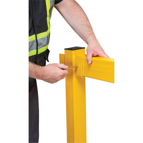 End Post for Light-Duty Guard Rails, Steel, 42" H, Safety Yellow
