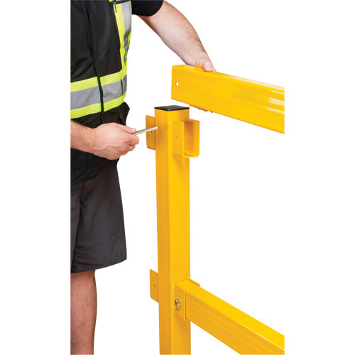 Corner Post for Light-Duty Guard Rails, Steel, 42" H, Safety Yellow