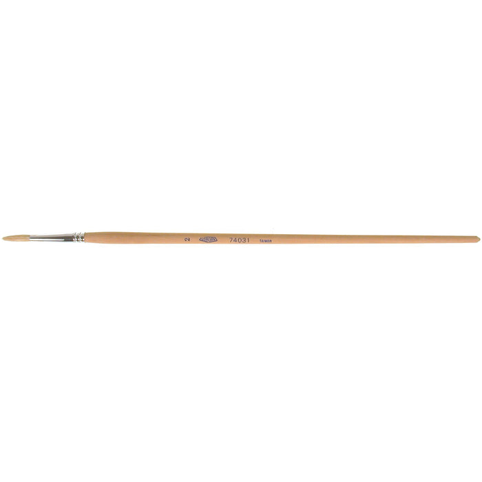 Pure White Bristle Round Marking Paint Brush, 5/32" Brush Width, White China, Wood Handle