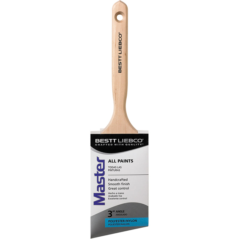 Master Angle Sash Brush, Poly/Nylon, Wood Handle, 3" Width