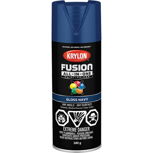 Fusion All-In-One Spray Paint, Navy Blue, Gloss, 12 oz., Aerosol Can