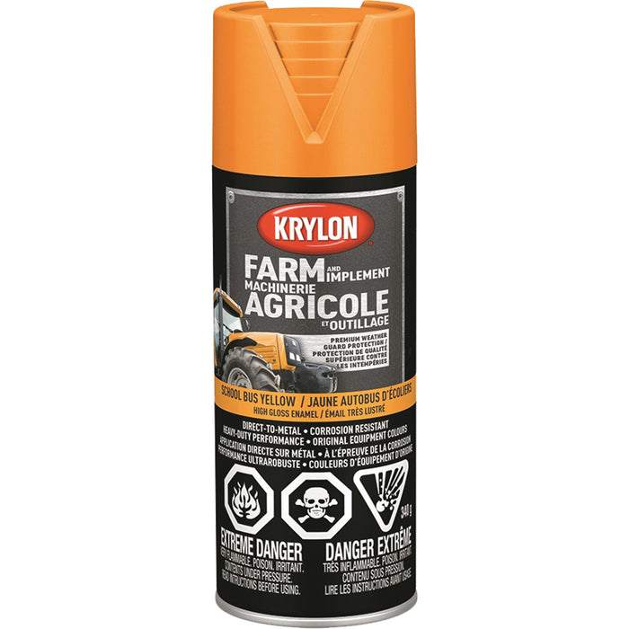 Farm & Implement Paint, School Bus Yellow, High-Gloss, 340 g, Aerosol Can