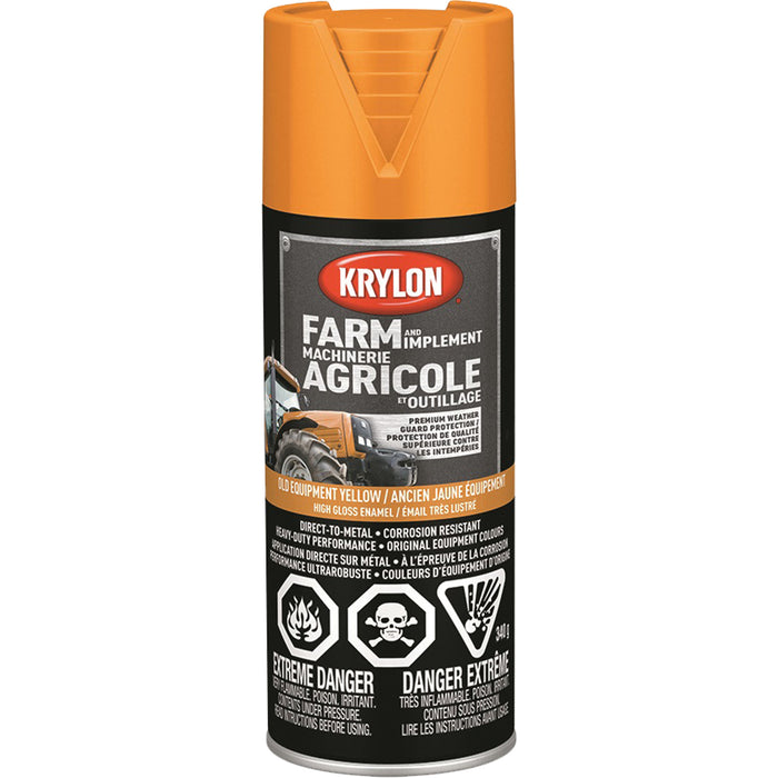 Farm & Implement Paint, Old Equipment Cat Yellow, High-Gloss, 340 g, Aerosol Can