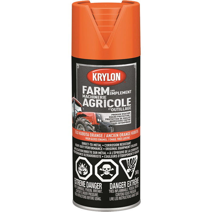 Farm & Implement Paint, Old Kubota Orange, High-Gloss, 340 g, Aerosol Can