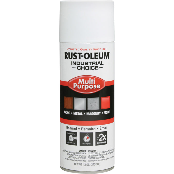 Industrial Choice® 1600 System Multi-Purpose Enamel Spray Paint, Semi-Gloss White, Semi-Gloss, 12 oz., Aerosol Can