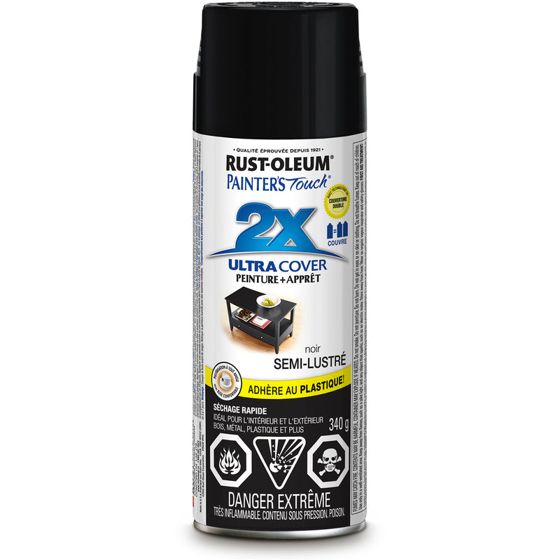 Peinture Painter's Touch® Ultra Cover, noire, semi-brillante, aérosol