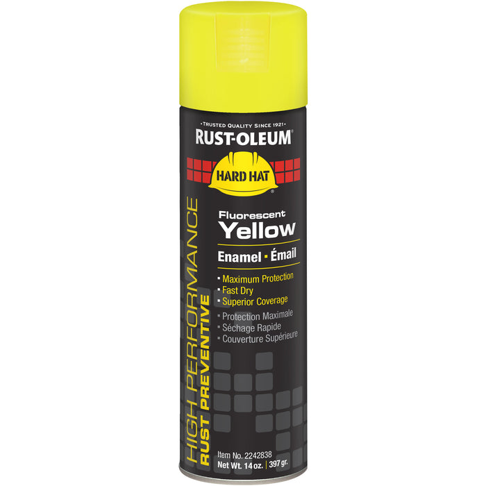V2100 System Enamel Spray Paint, Fluorescent Yellow, Gloss, 14 oz., Aerosol Can