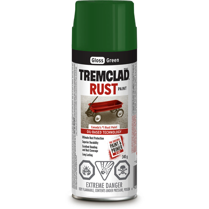 Tremclad® Oil Based Rust Paint, Green, Gloss, Aerosol Can