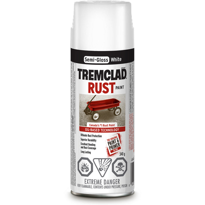 Tremclad® Oil Based Rust Paint, White, Semi-Gloss, Aerosol Can