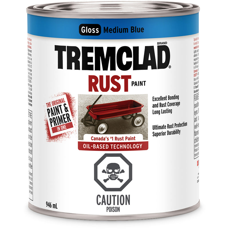 Peinture antirouille à l'huile Tremclad®, bleu moyen, brillant, 946 ml, boîte