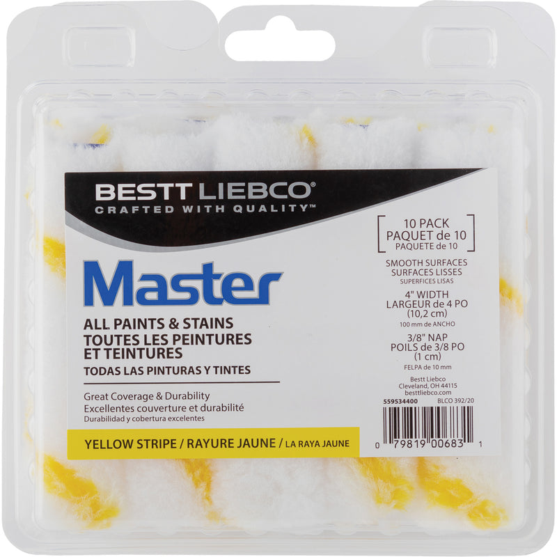 Master Yellow Stripe Mini Roller, 10 mm (3/8") Nap, 101.6 mm (4") L