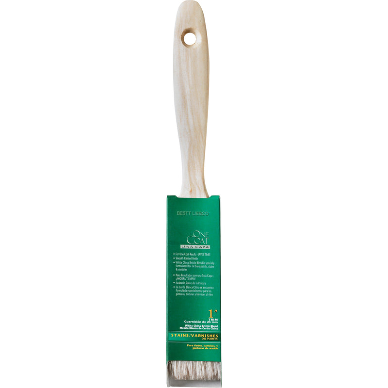 One Coat™ Trim & Wall Brush, White China, Wood Handle, 1" Width