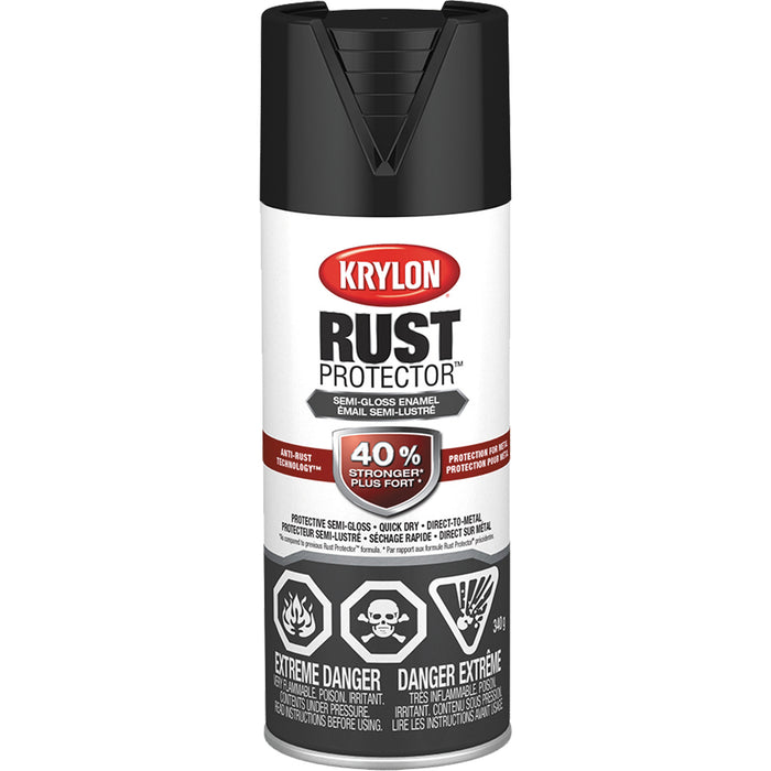 Rust Protector® Rust Preventative Enamel, Black, Semi-Gloss, 12 oz., Aerosol Can