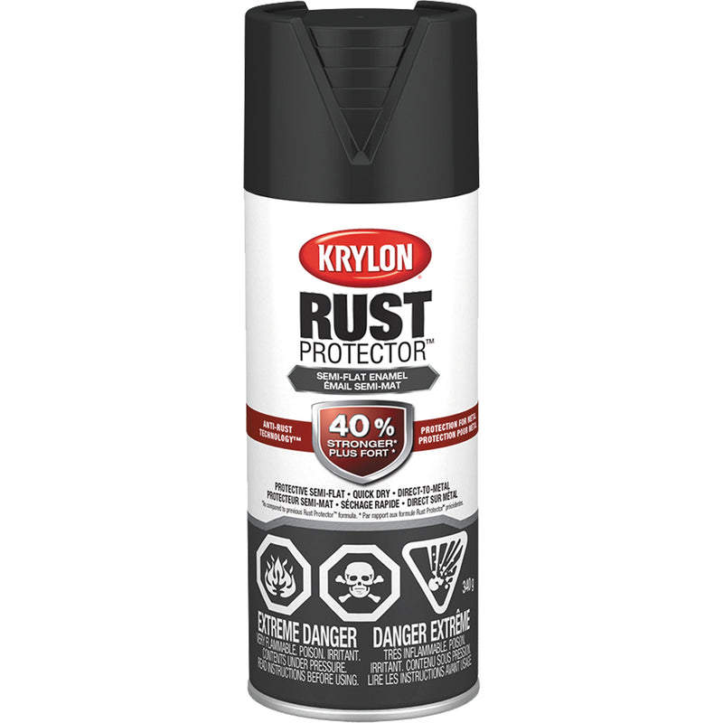 Rust Protector® Enamel Paint, Black, Semi-Flat, 12 oz., Aerosol Can