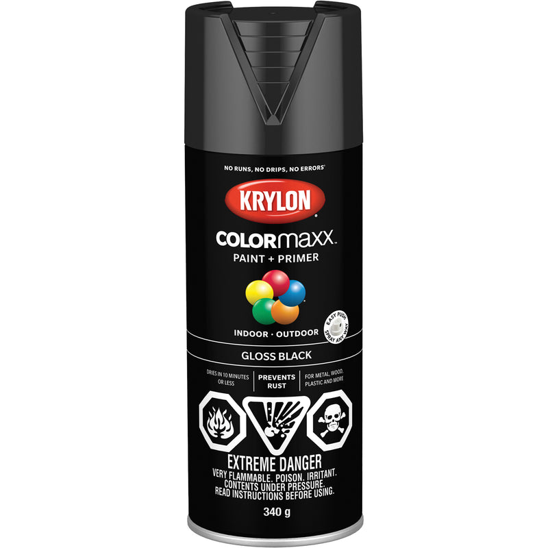 COLORmaxx™ Paint + Primer, Black, Gloss, 12 oz., Aerosol Can