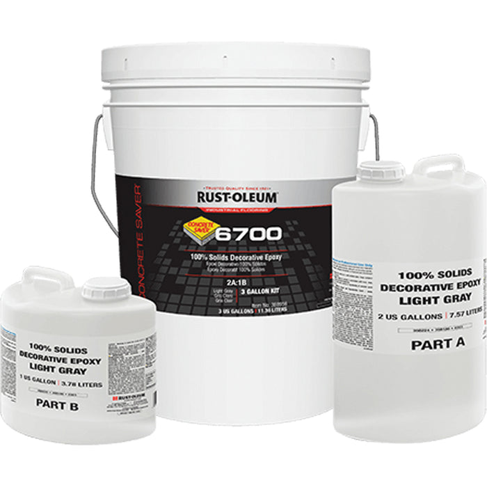 6700 100% Solids Decorative Epoxy, 3 gal., Epoxy-Based, High-Gloss, Grey