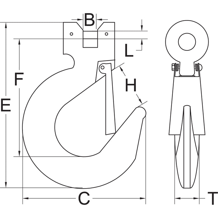 Crochet coulissant à chape avec loquet - Grade 70