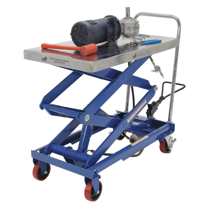 Table élévatrice à ciseaux hydraulique pneumatique, acier, 35-1/2" L x 20" l, capacité de 800 lb.