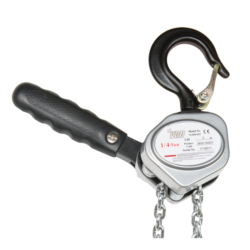 Mini Lever Hoist, 10' Lift, 550 lbs. (0.275 tons) Capacity, Zinc Plated Chain