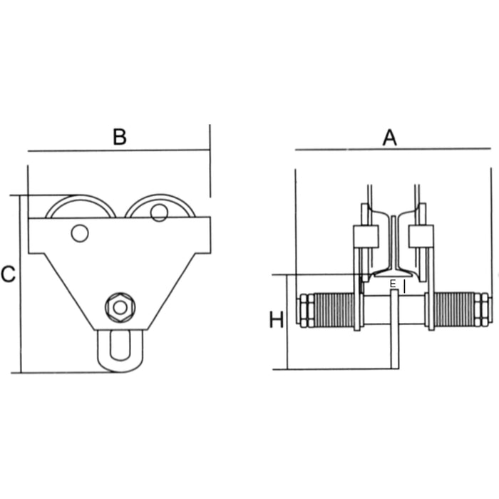 Adjustable Trolley with Safety Plates, 10000 lbs. (5 tons)
