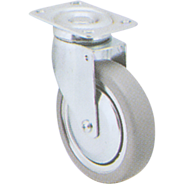 Zinc Plated Caster, Swivel, 4" (101.6 mm), Rubber, 200 lbs. (91 kg.)