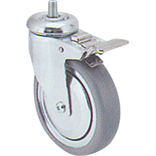 Zinc Plated Caster, Swivel with Brake, 3" (76 mm) Dia., 150 lbs. (68 kg.) Capacity