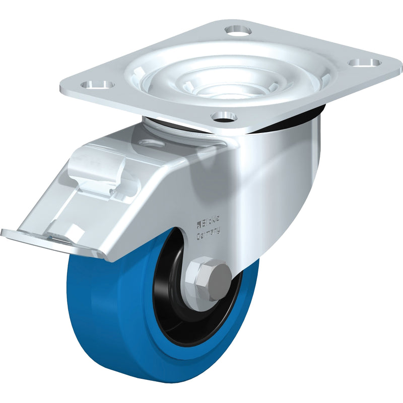 Roulette élastique bleue, rigide, 3-1/8" (79,5 mm), caoutchouc, 250 lb (113 kg)