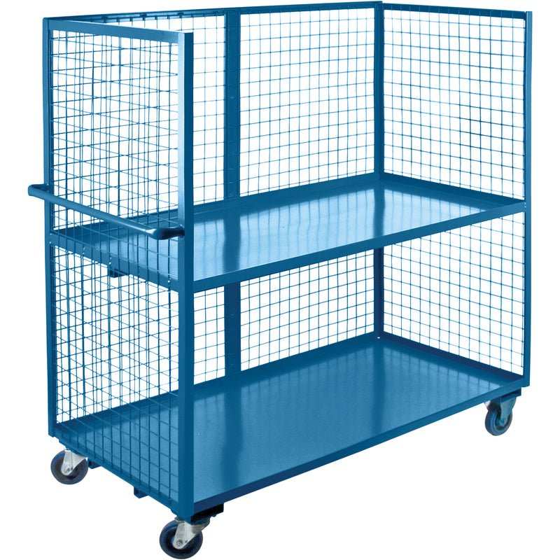 Chariot utilitaire grillagé, acier, 61 x 160 x 109 cm, capacité de 544 kg