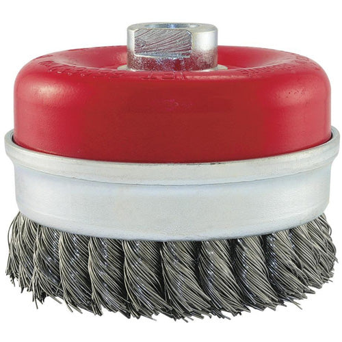 Knot Banded Cup Brush, 5" Dia. x 5/8"-11 Arbor