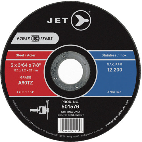 POWER-XTREME Cut-Off Wheel, 5" x 3/64", 7/8" Arbor, Type 1, 12200 RPM