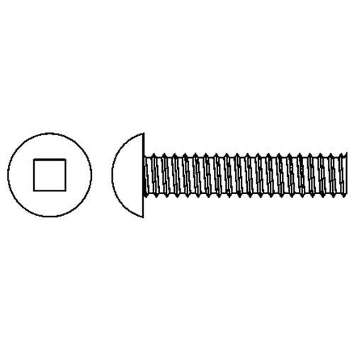 Round Head Machine Screws, #6-32 x 1-1/4" L, Zinc Plated